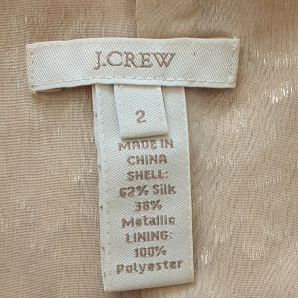 J.CREW shimmery gold silk blend blouse Sz 2 - Picture 7 of 7